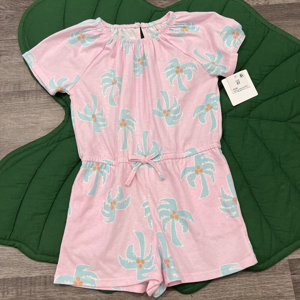 Grayson Mini Toddler 5T Pink Palm Tree Print Romper